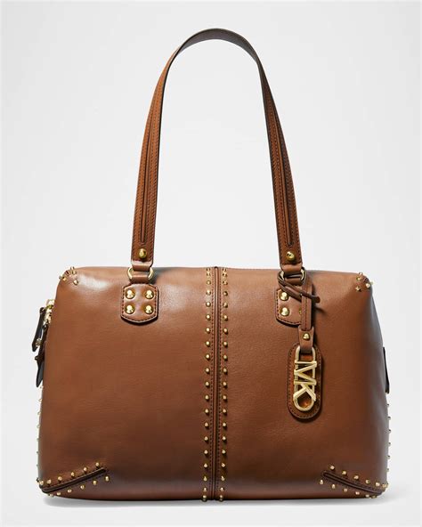 michael kors oyster stud tote|Michael Kors Michael by Michael Kors Astor Studded Large Tote .